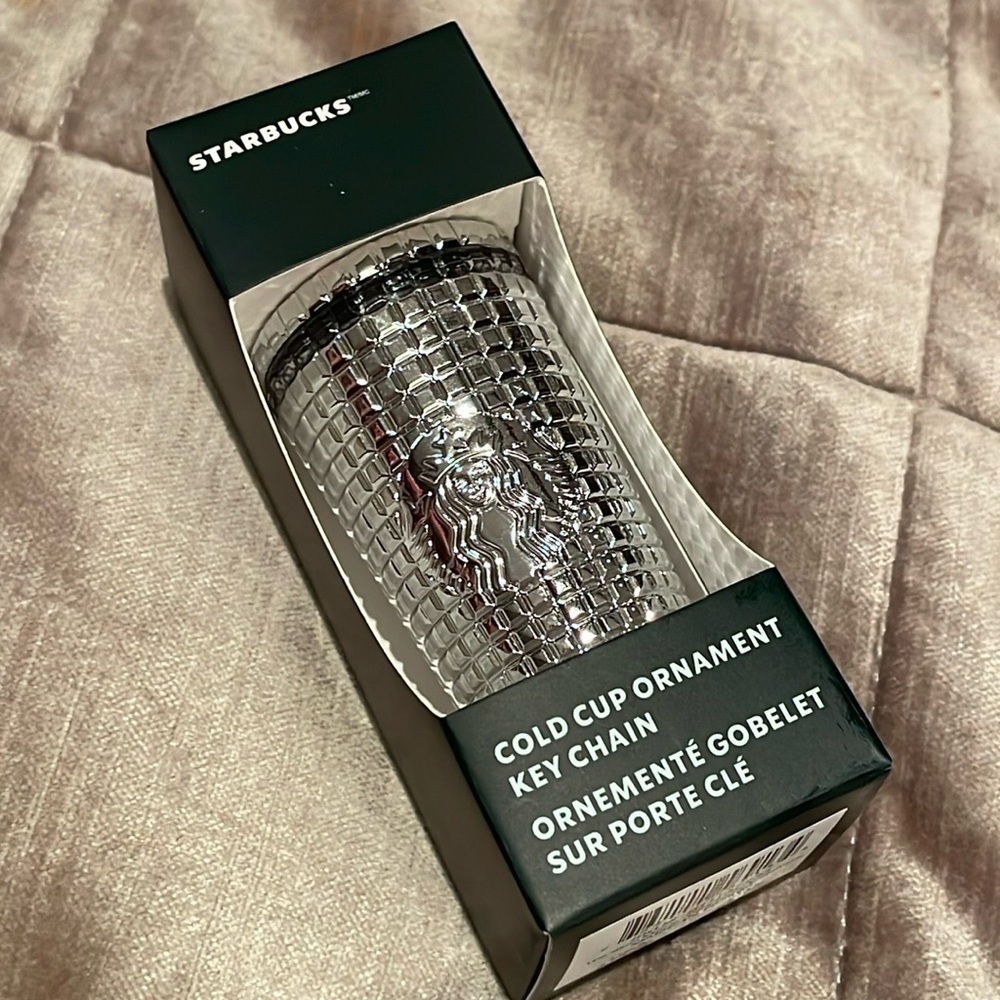 New! Starbucks Cold Cup Tumbler Key Chain Ornament Silver